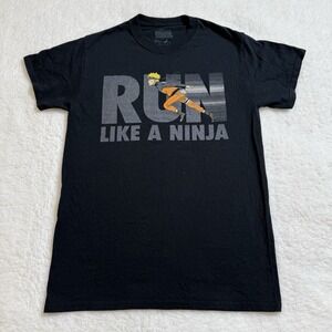 Ripple Junction T-Shirt Men S Naruto Run Like A Ninja Cotton Black Solid